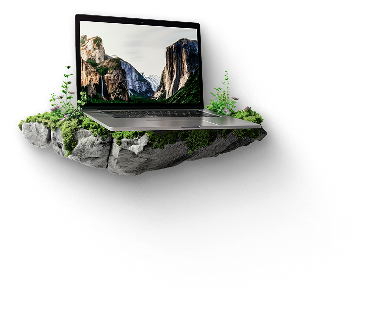 ноутбук в скалах